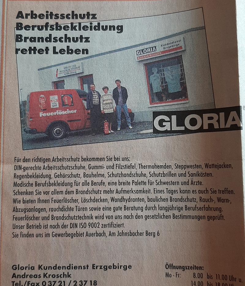 Schaum-Feuerlöscher – Gloria Kundendienst Erzgebirge